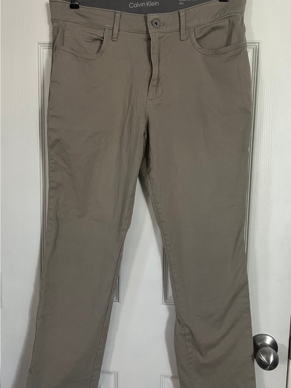 Calvin Klein Men’s Slim Chino Pants in Light Taupe